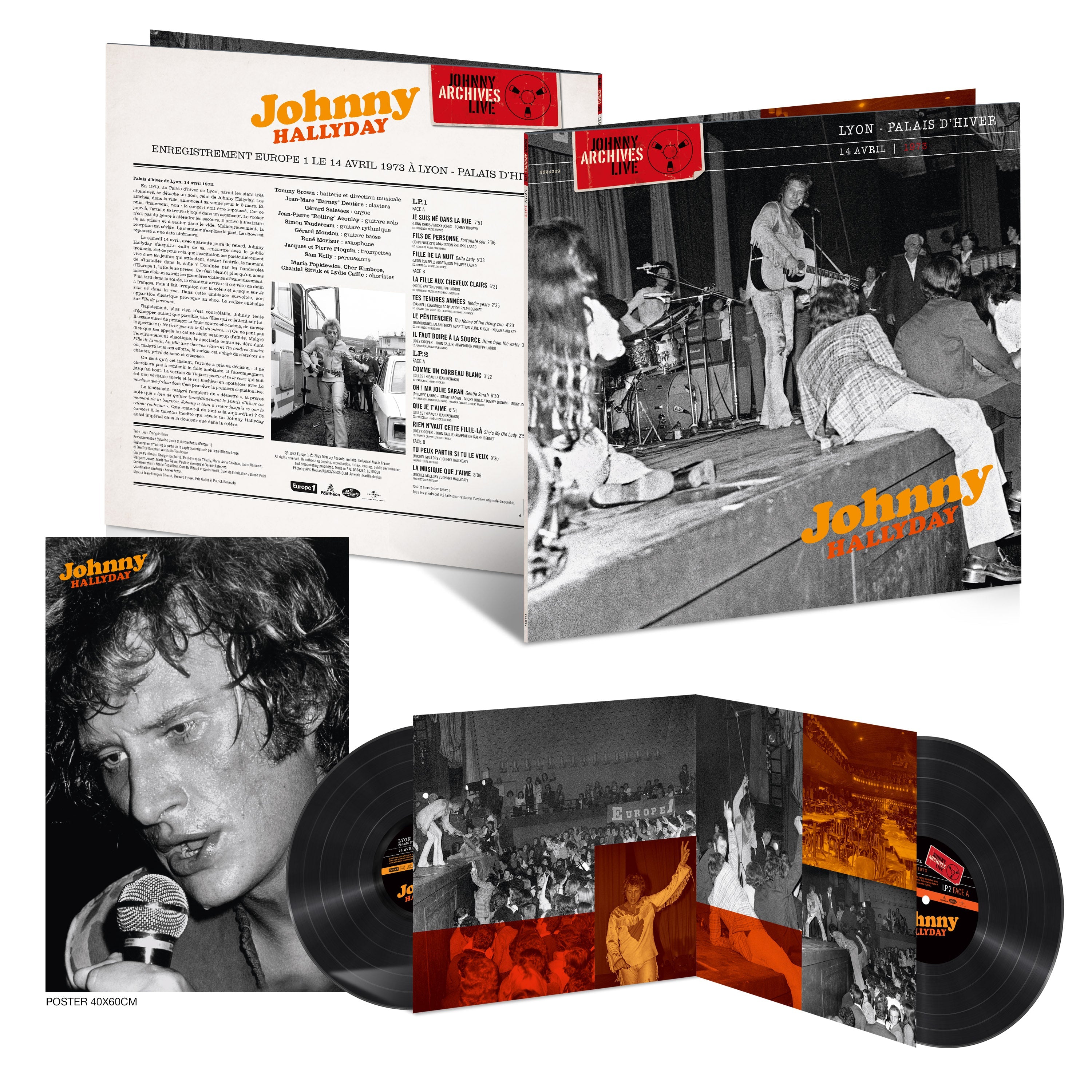 Johnny Hallyday - Lyon 1973 - Double Vinyle avec Poster