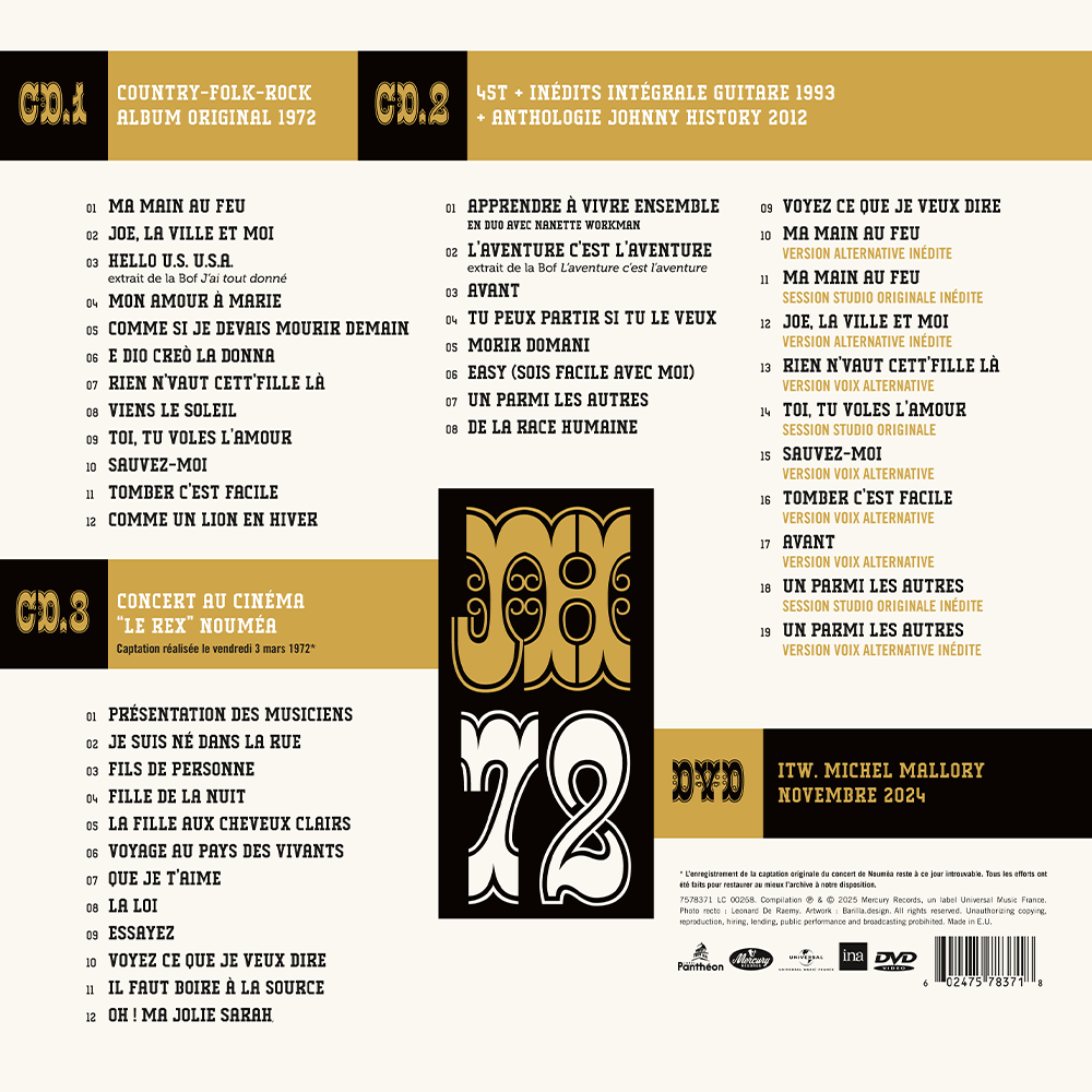 Johnny Hallyday - Johnny 72 - Coffret Super Deluxe Édition 3CD + 1DVD