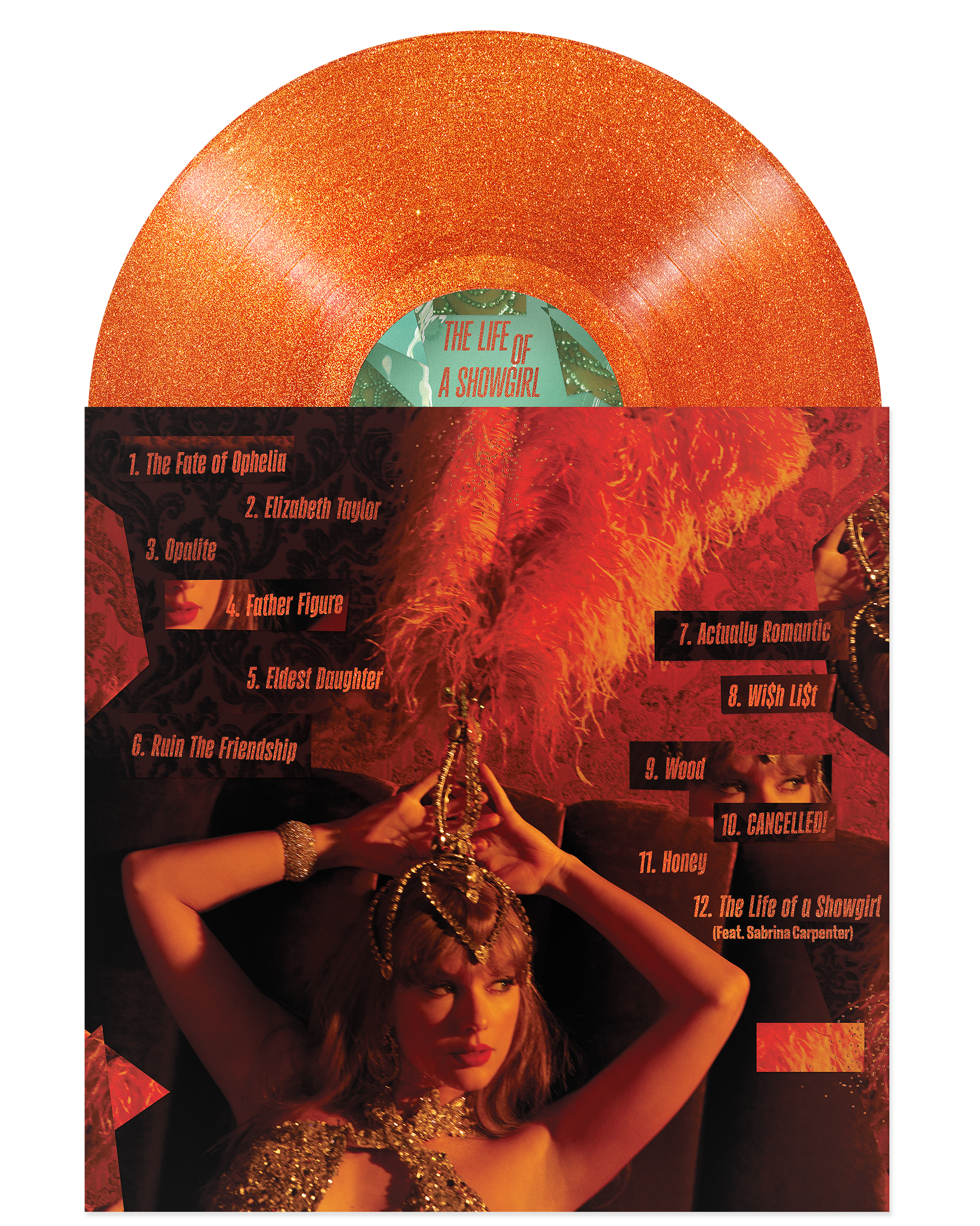 Taylor Swift - The Life of a Showgirl: Sweat and Vanilla Perfume Portofino Orange Glitter Vinyle
