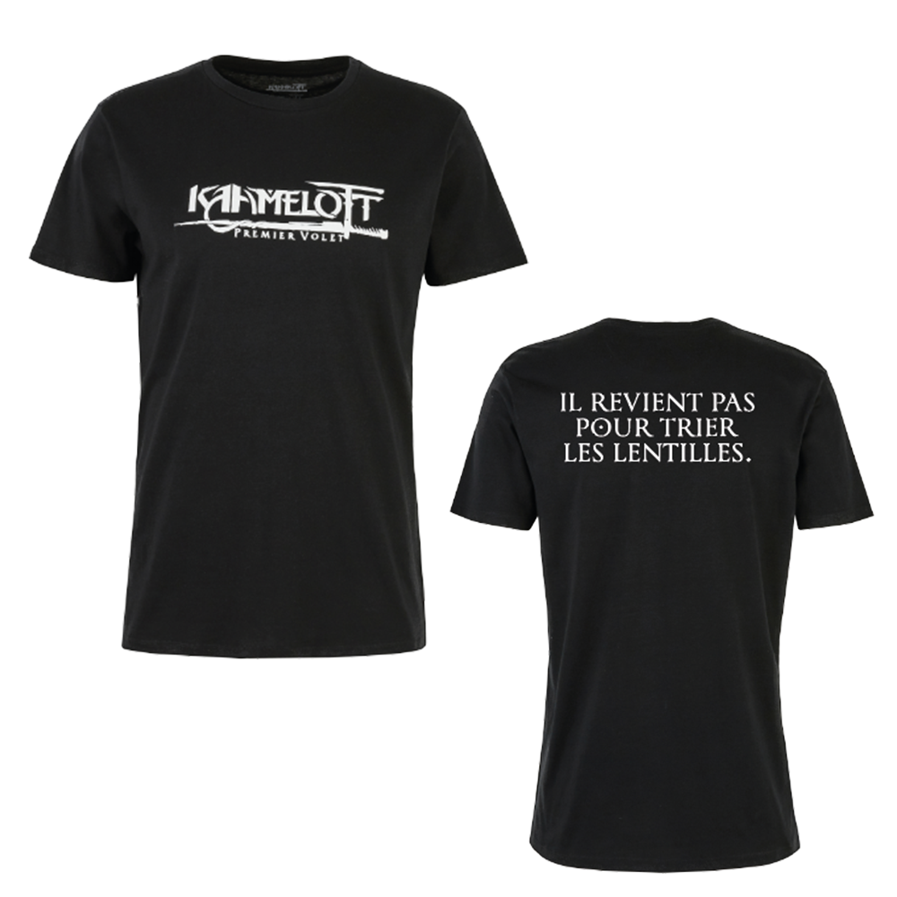 Kaamelott - T-shirt noir citation "Il revient pas pour trier les lentilles"