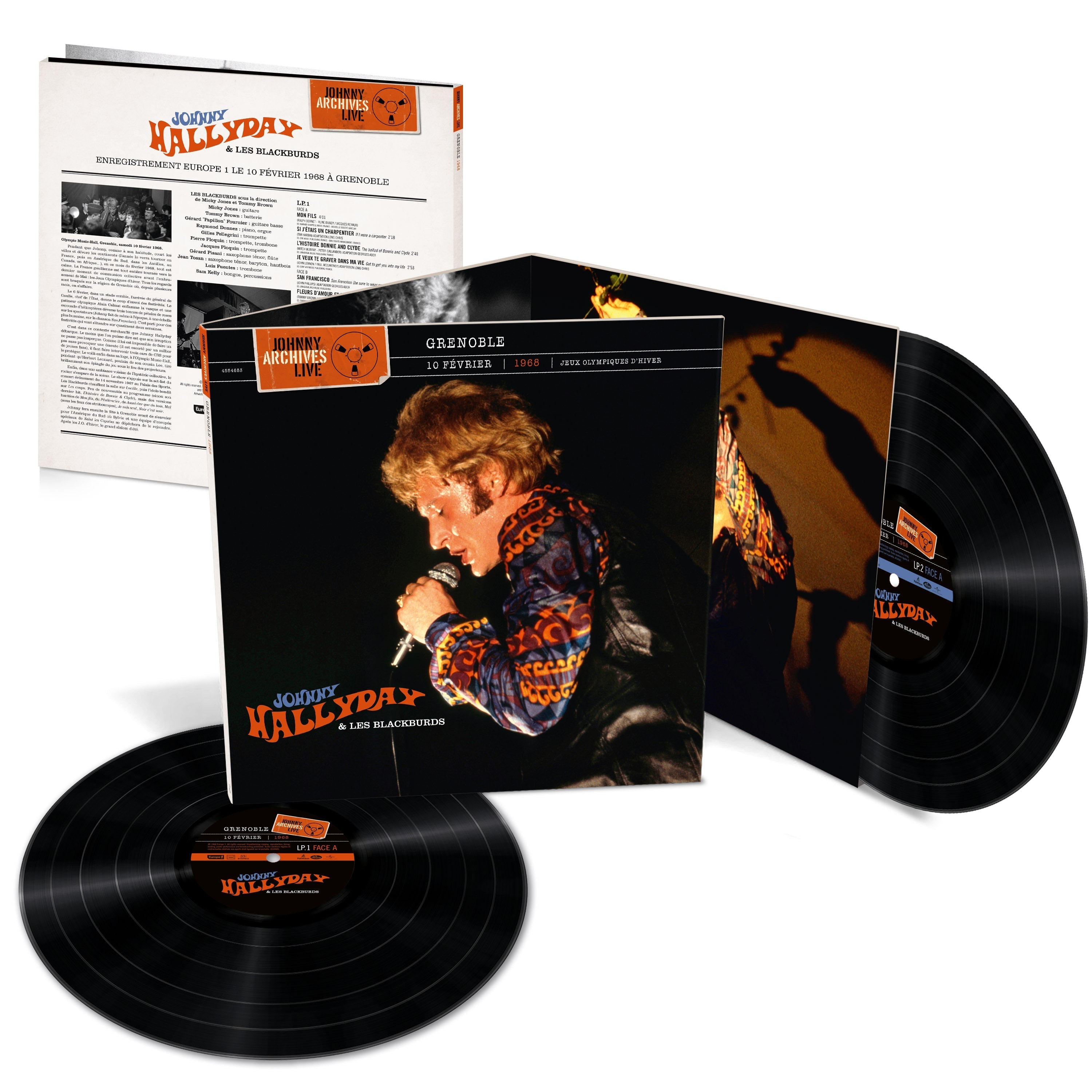 Johnny Hallyday - Live Grenoble 1968 - Double Vinyle et Poster
