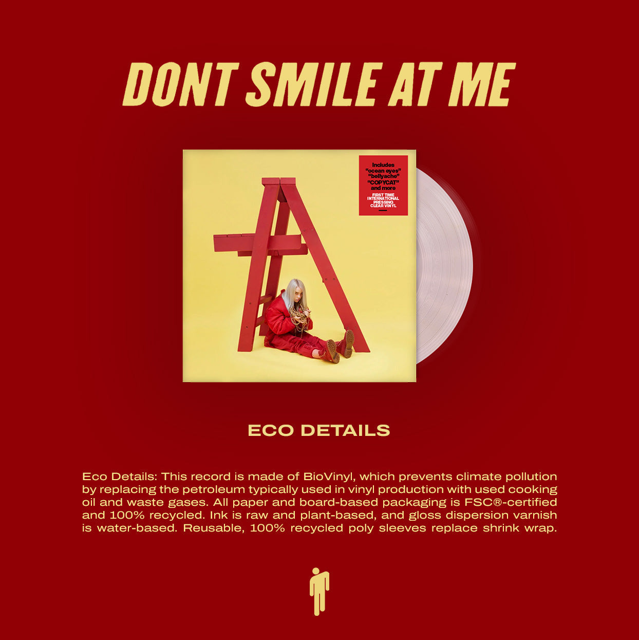 Billie Eilish - dont smile at me [first INTL pressing in clear] - Vinyle Transparent
